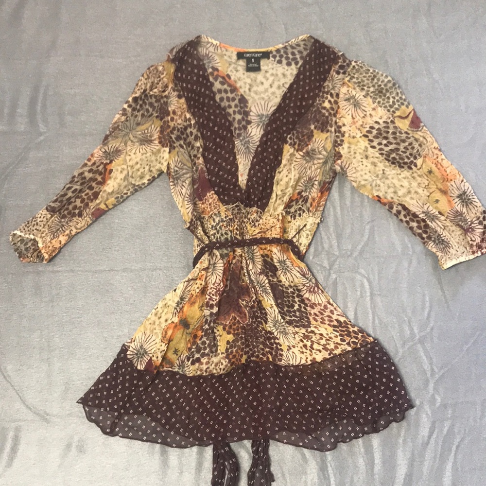 Karen Kane Sheer Silk Baby Doll Blouse S